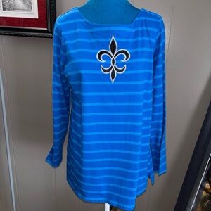 Bob Mackie Blue Striped Wearable Art Top